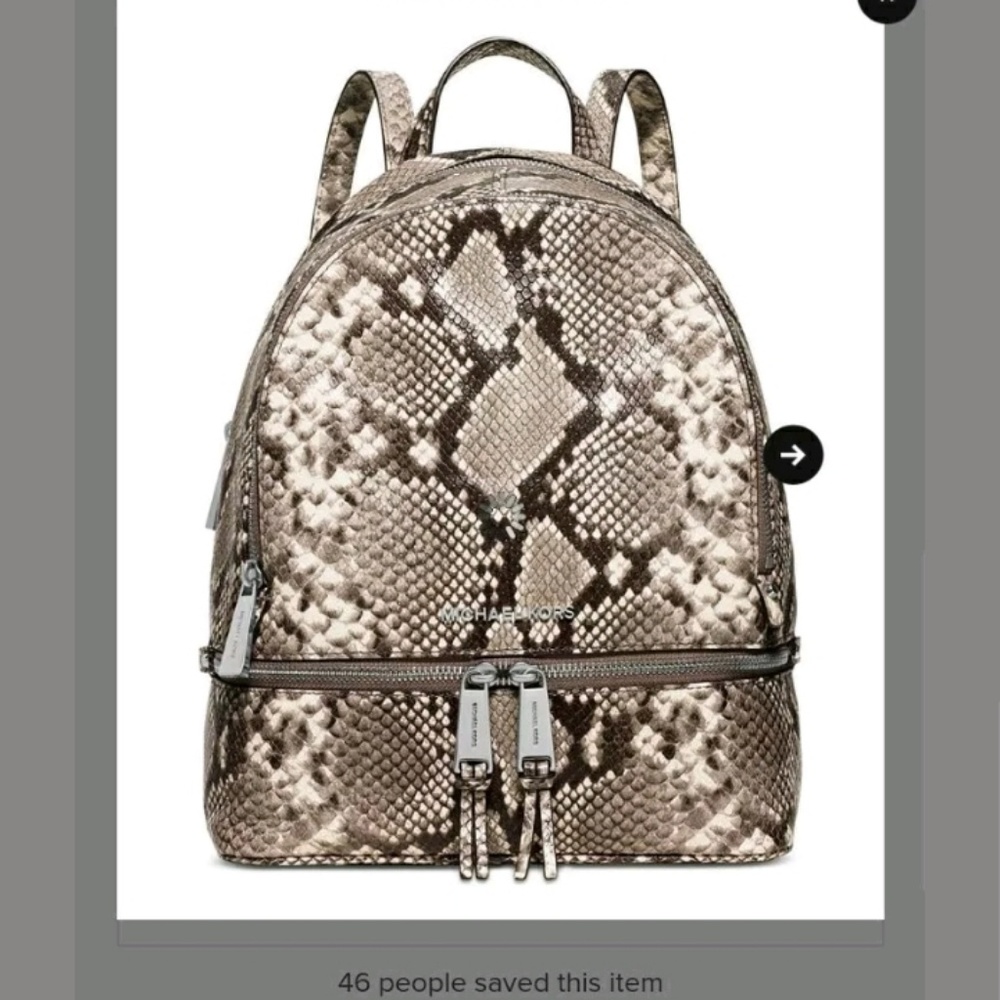 Mk Rhea Snakeskin Backpack purse